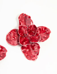 Gold Red Floral Large Stud Earrings - link has visual effect only