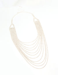 Silver Diamante Long Layered Chain Necklace - link has visual effect only