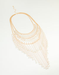 Gold Pearl Diamante Drop Statement Necklace - link has visual effect only