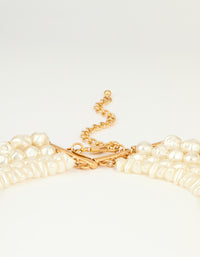 Worn Gold Pearl Layered Chain Necklace - link has visual effect only