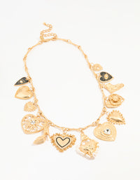 Gold Heart Charm Necklace - link has visual effect only