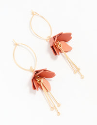 Gold Red Mini Flower Drop Earrings - link has visual effect only