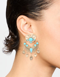 Antique Gold Turquoise Heart Drop Earrings - link has visual effect only