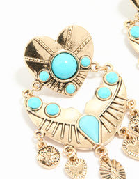 Antique Gold Turquoise Heart Drop Earrings - link has visual effect only