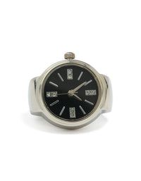 Silver Black Statement Watch Ring - link has visual effect only