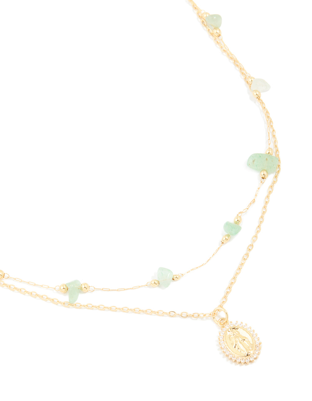 Gold Plated Cubic Zirconia Semi Precious Layered Necklace