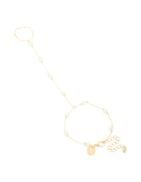 Gold Plated Semi Precious Hand Chain Bracelet - link has visual effect only