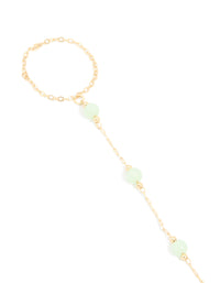 Gold Plated Semi Precious Hand Chain Bracelet - link has visual effect only