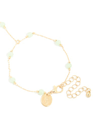 Gold Plated Semi Precious Hand Chain Bracelet - link has visual effect only