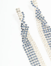 Silver Blue Diamante Twisted Chain Drop Earrings - link has visual effect only