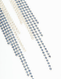 Silver Blue Diamante Twisted Chain Drop Earrings - link has visual effect only