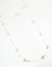 Silver Pearl Layered Necklace - link has visual effect only