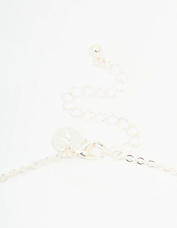 Silver Diamante Vine Lariat Necklace
