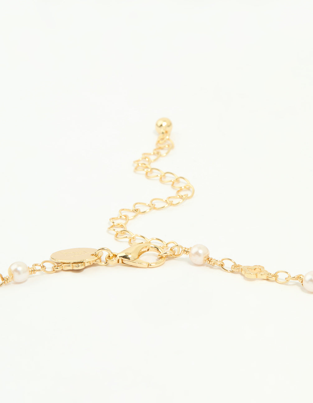 Gold Plated Pearl Flower Outline Necklace