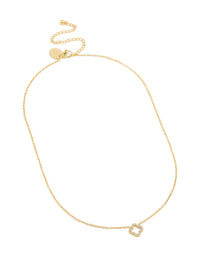 Waterproof Gold Plated Stainless Steel Diamante Flower Outline Necklace - link has visual effect only