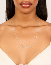 Stainless Steel Diamante Hollow Flower Necklace - link has visual effect only
