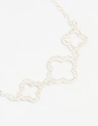 Silver Plated Cubic Zirconia Outline Triple Flower Toggle Bracelet - link has visual effect only