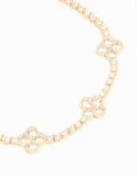 Gold Plated Cubic Zirconia Triple Flower Toggle Bracelet - link has visual effect only