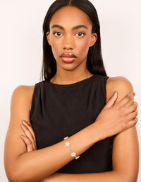 Gold Plated Pink Flowers Charm Bracelet - link has visual effect only