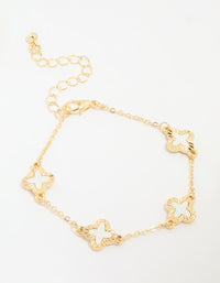 Gold Textured Cream Flower Outline Bracelet - link has visual effect only