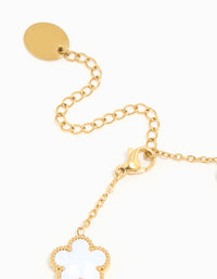 Waterproof Gold Plated Stainless Steel Diamante & Inlay Flower Charm Bracelet - link has visual effect only
