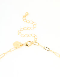 Gold Plated Brass Cubic Zirconia Open Link Chain Necklace - link has visual effect only
