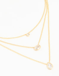 Gold Plated Brass Cubic Zirconia Layered Necklace - link has visual effect only