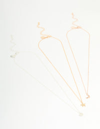 Mixed Metal Star, Moon & Heart Necklaces 3-Pack - link has visual effect only