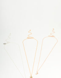 Mixed Metal Star, Moon & Heart Necklaces 3-Pack - link has visual effect only