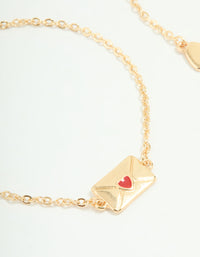 Gold Envelope & Heart Bracelets 2-Pack - link has visual effect only