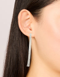 Silver Diamante Snake Chain Drop Earrings - link has visual effect only