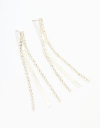 Silver Diamante Snake Chain Drop Earrings - link has visual effect only