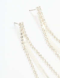 Silver Diamante Snake Chain Drop Earrings - link has visual effect only