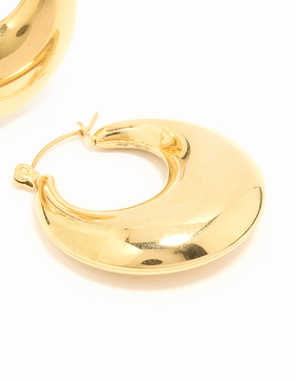 Waterproof Gold Plated Stainless Steel Chunky Hoop Earrings