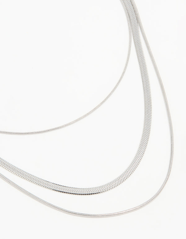Waterproof Stainless Steel Triple Row Chain Necklace