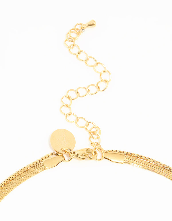 Waterproof Gold Plated Stainless Steel Snake Chain Fine Layered Necklace