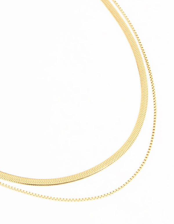 Waterproof Gold Plated Stainless Steel Snake Chain Fine Layered Necklace