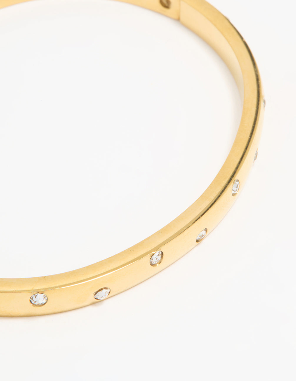 Waterproof Gold Plated Stainless Steel Diamante Smooth Hinged Bracelet