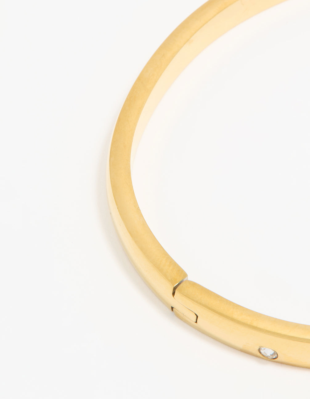 Waterproof Gold Plated Stainless Steel Diamante Smooth Hinged Bracelet