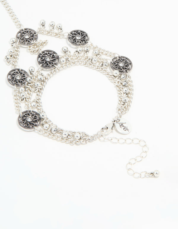 Antique Silver Coin Hand Chain