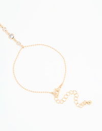 Gold Cubic Zirconia Bezel Hand Chain - link has visual effect only