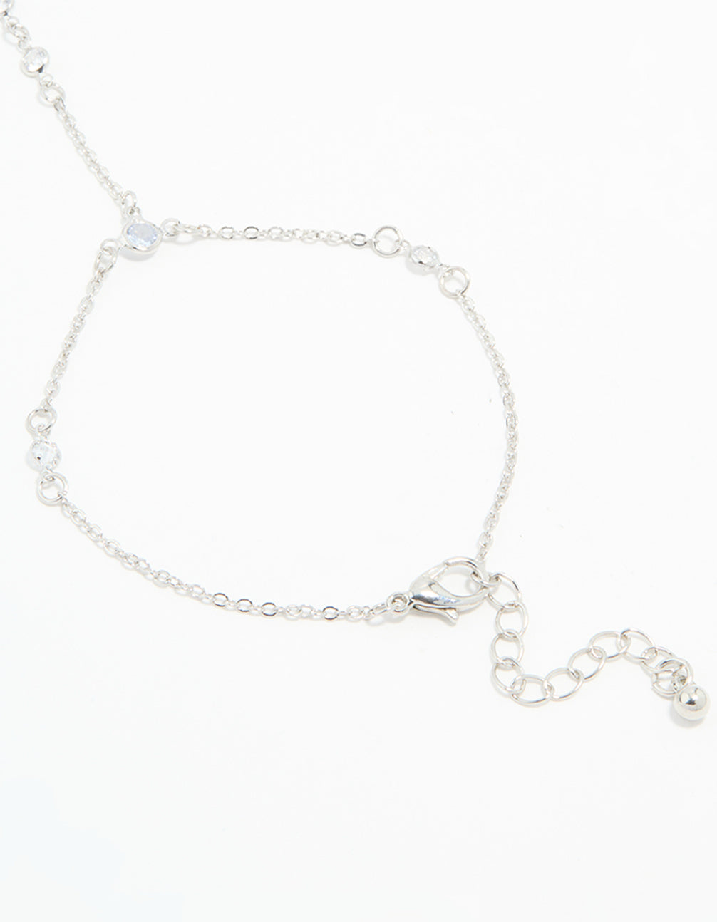 Silver Cubic Zirconia Bezel Hand Chain