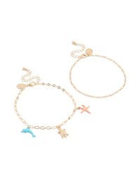 Gold Sea Animal & Chain Anklets 2-Pack - link has visual effect only