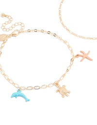 Gold Sea Animal & Chain Anklets 2-Pack - link has visual effect only