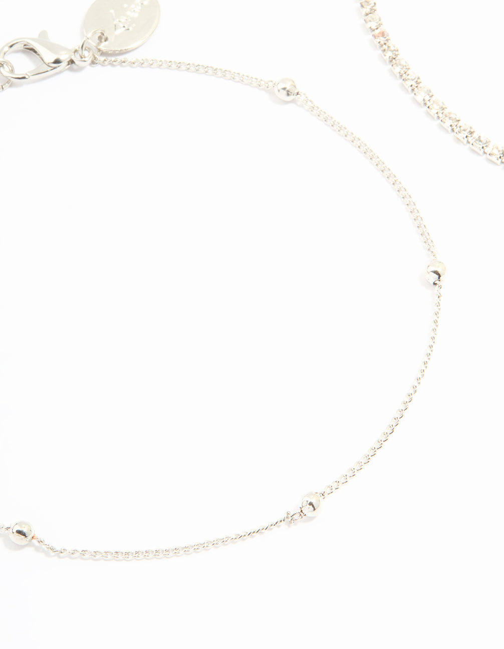 Silver Diamante & Ball Anklets 2-Pack