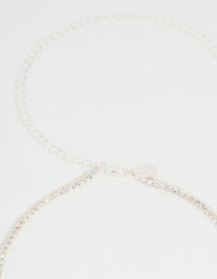 Silver Diamante Cupchain Waist Chain - link has visual effect only