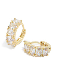 Gold Plated Cubic Zirconia Oval Huggie Earrings - link has visual effect only