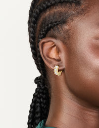 Gold Plated Cubic Zirconia Oval Huggie Earrings - link has visual effect only