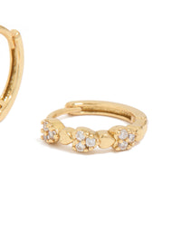 Gold Plated Cubic Zirconia Mini Heart Huggie Earrings - link has visual effect only