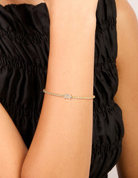 Gold Plated Cubic Zirconia Baguette Toggle Bracelet - link has visual effect only